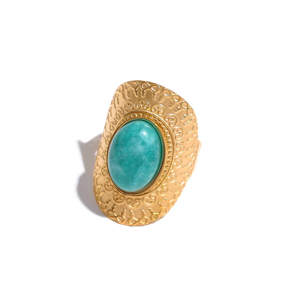 Ethnic Ring with Natural Amazonite Stone