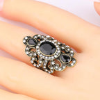 Ethnic Ring Black Stone