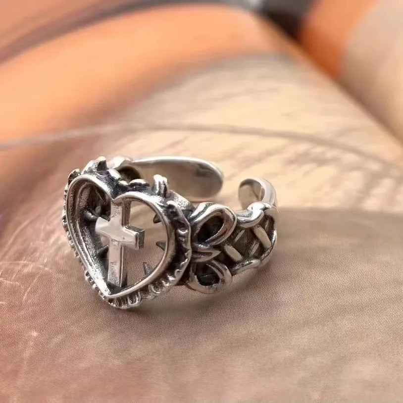 Women's Christian Cross Silver Ring 