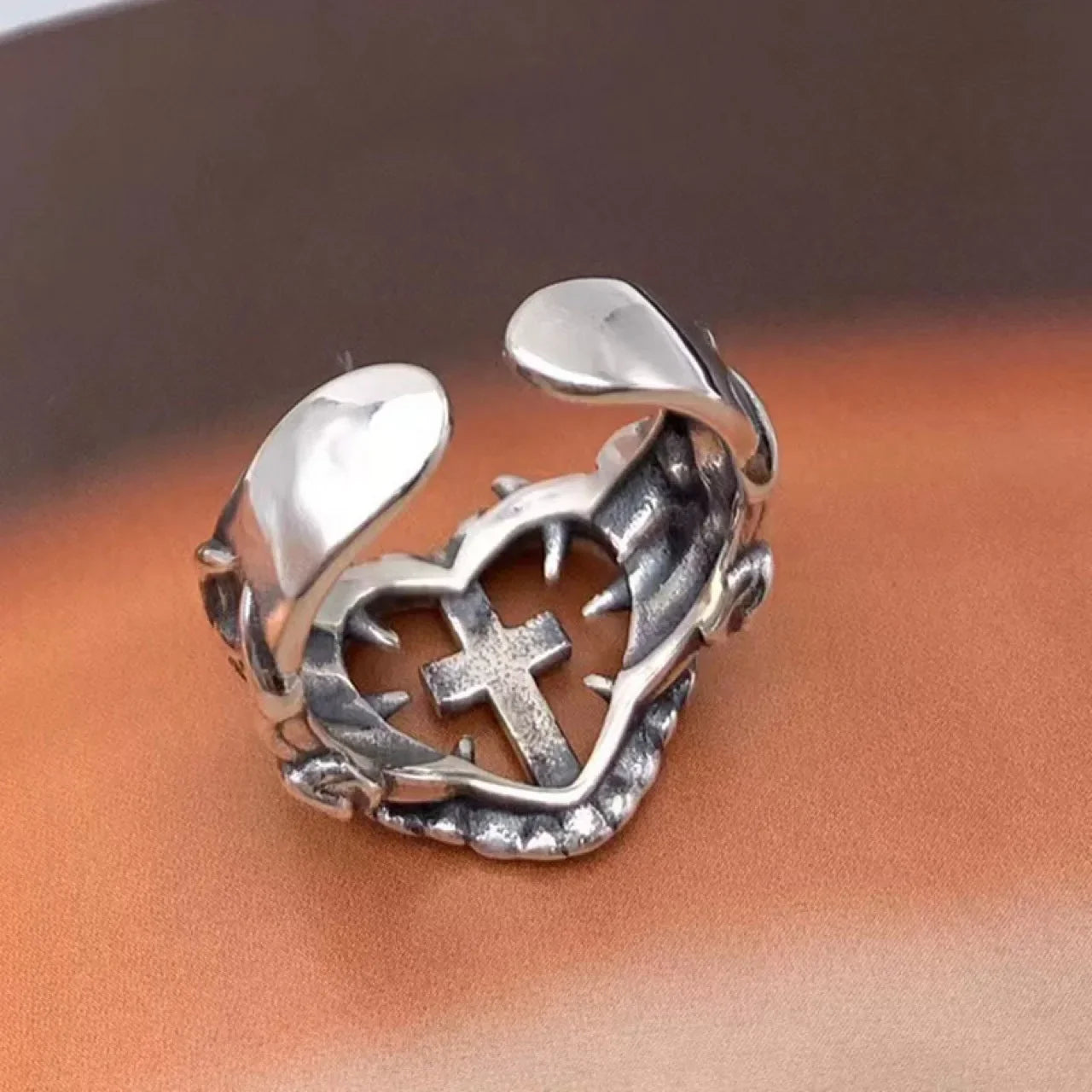 Women's Christian Cross Silver Ring 