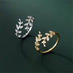 Laurel Leaf Ring in Gold Zircon