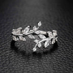Bague Feuille de Laurier en Zircon Automnale argent