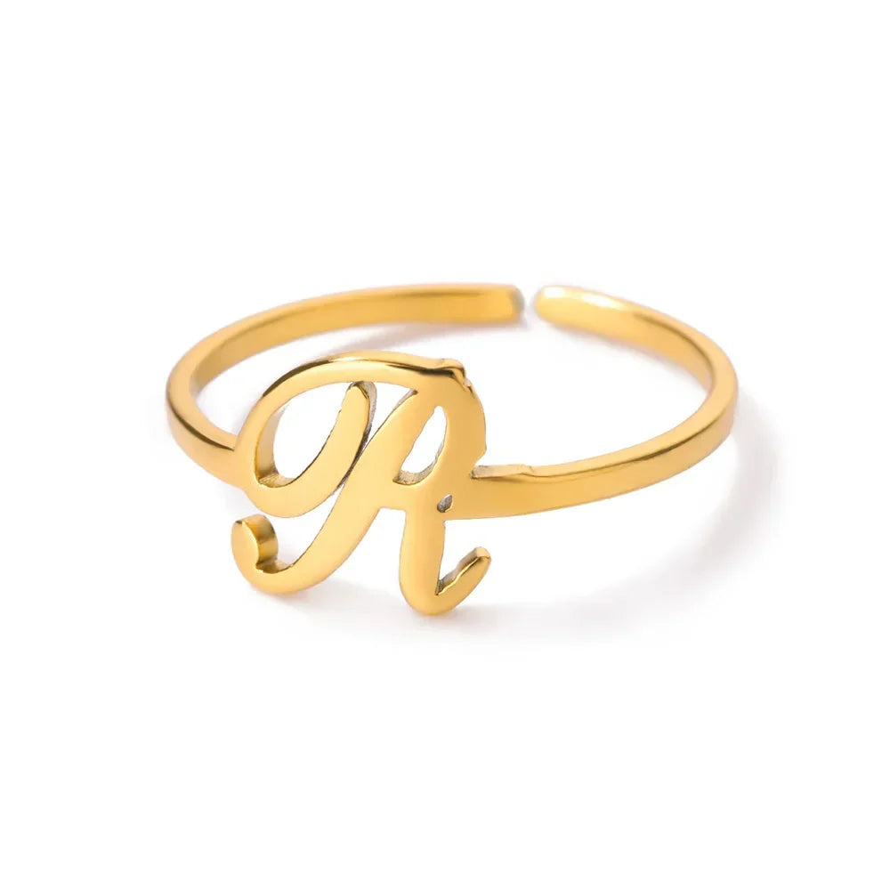 Bague fine personnalisée avec initiale r