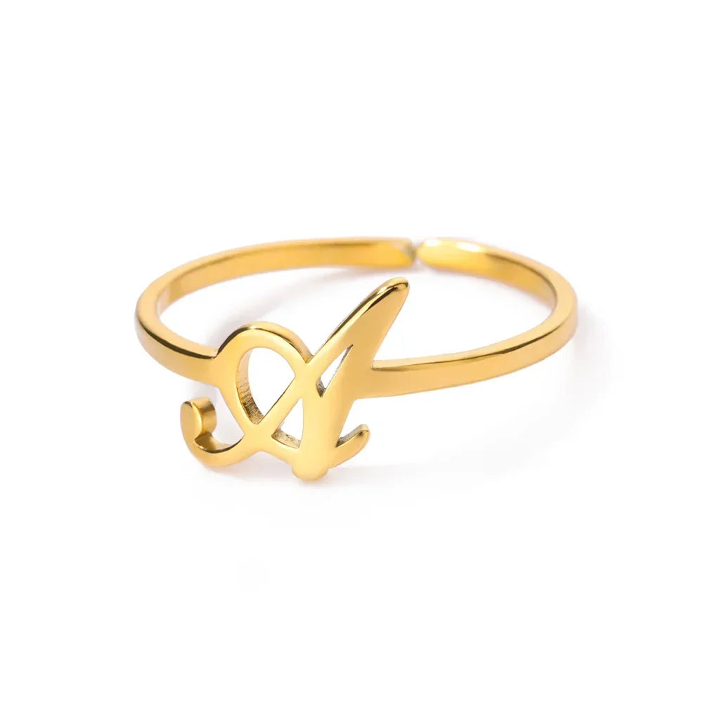 Bague fine personnalisée avec initiale a