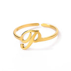Bague fine personnalisée avec initiale p