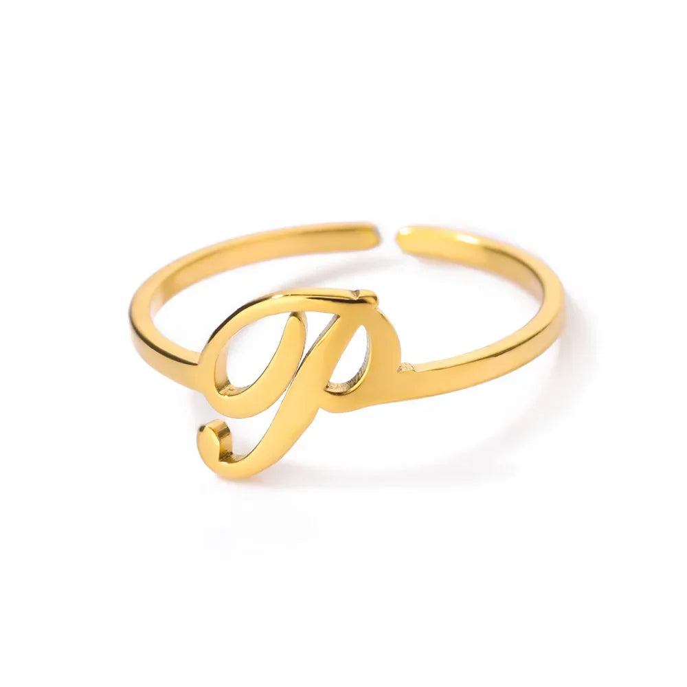 Bague fine personnalisée avec initiale p