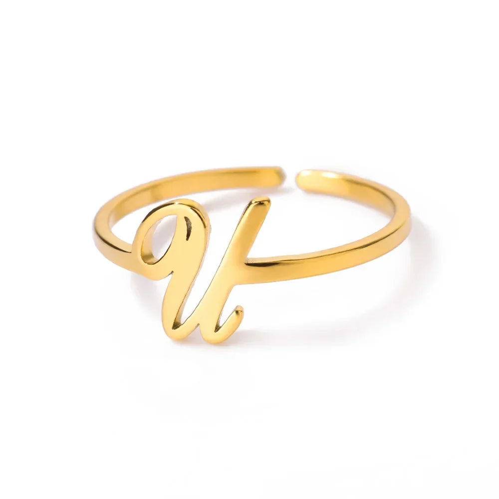 Bague fine personnalisée avec initiale u