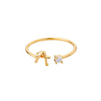 Bague fine pour femme personnalisée avec initiale a