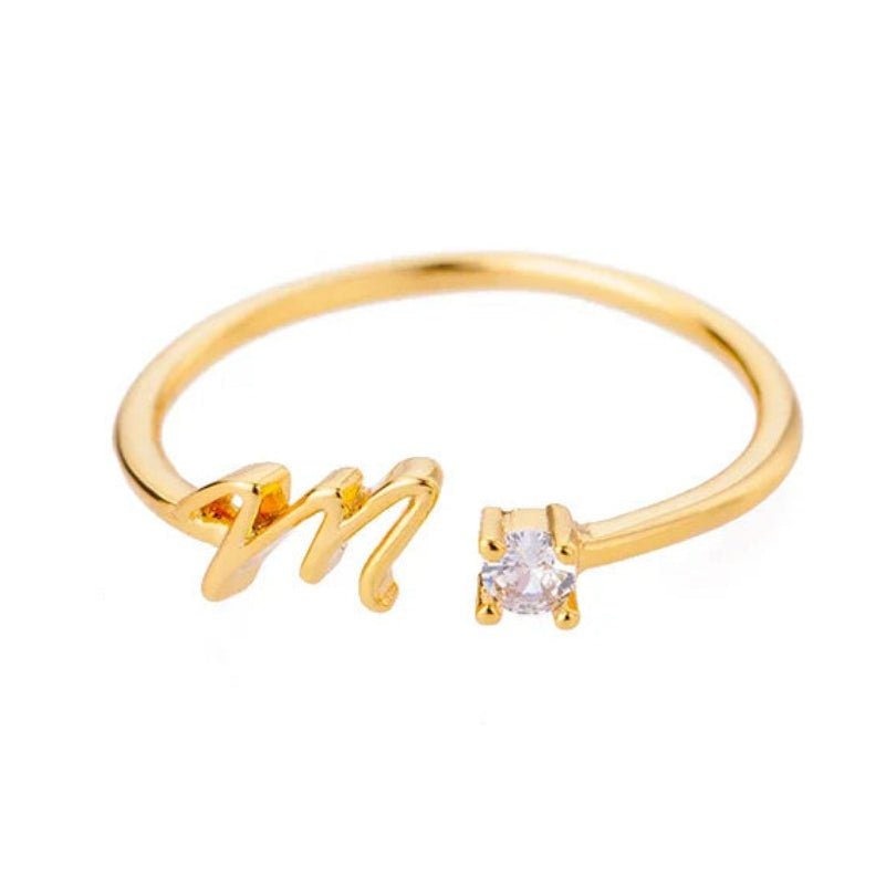 Bague fine pour femme avec initiale - lettre M