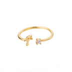 Bague fine pour femme personnalisée avec initiale f