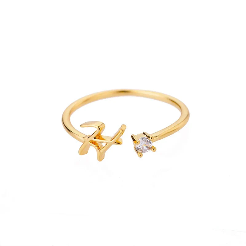 Bague fine pour femme avec initiale - lettre