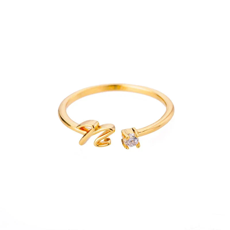Bague fine pour femme personnalisée avec initiale n
