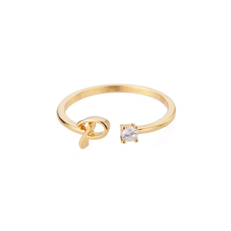 Bague fine pour femme personnalisée avec initiale p