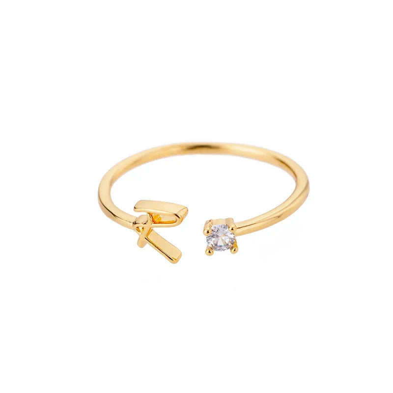 Bague fine pour femme personnalisée avec initiale r