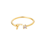 Bague fine pour femme personnalisée avec initiale t