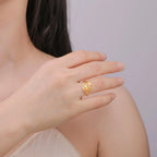 Gold Lotus Flower Ring