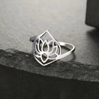 Silver Lotus Flower Ring