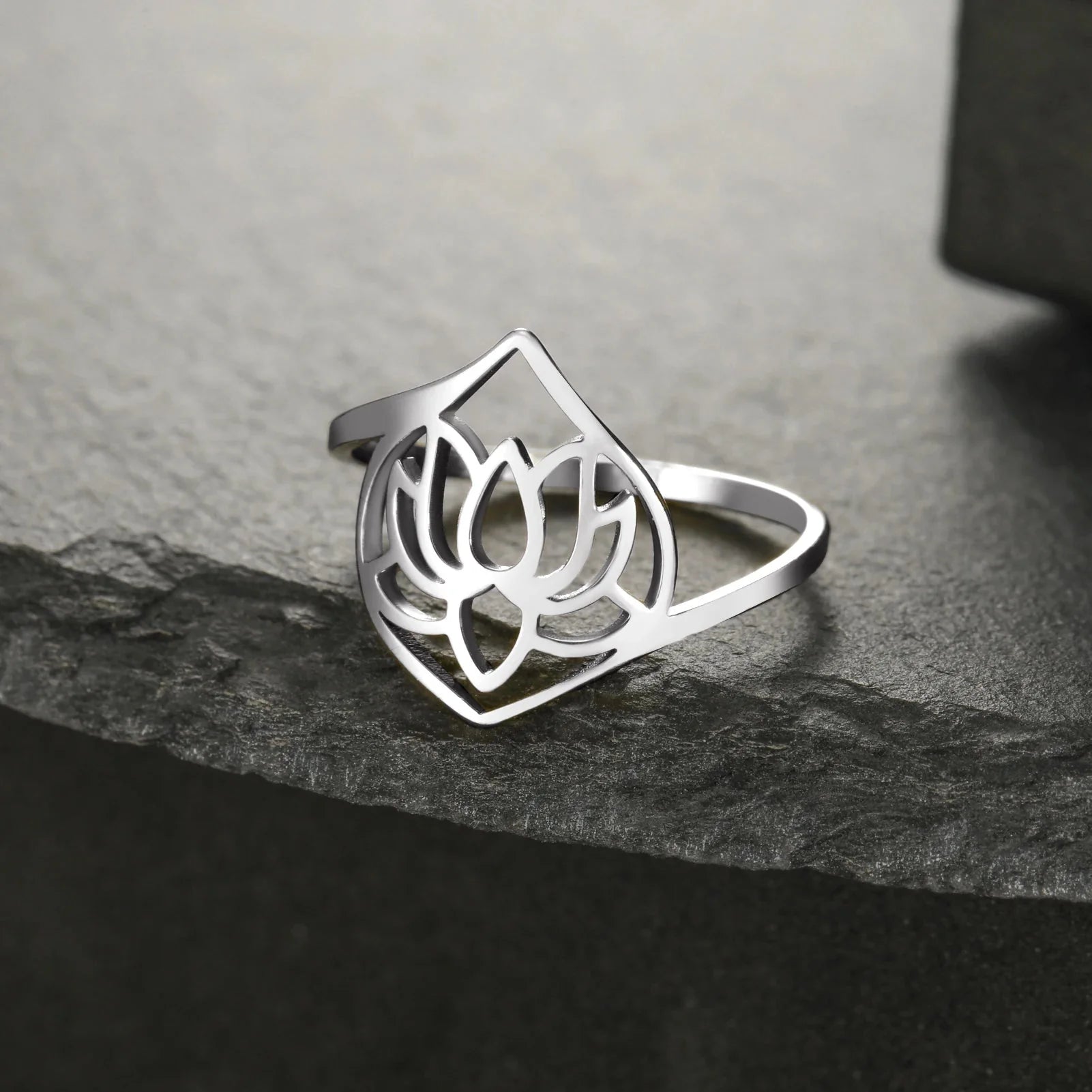 Silver Lotus Flower Ring