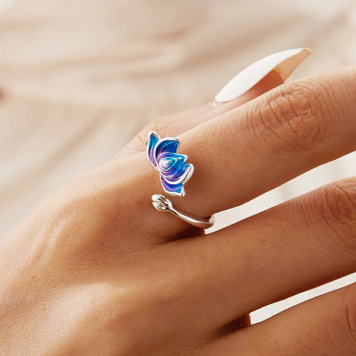 Silver Lotus Flower Ring