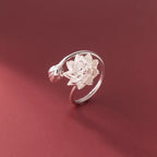 White Lotus Flower Ring for Women