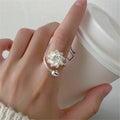 White Lotus Flower Ring for Women