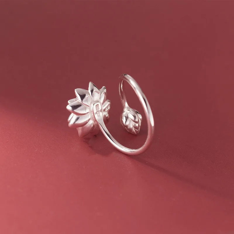 White Lotus Flower Ring for Women