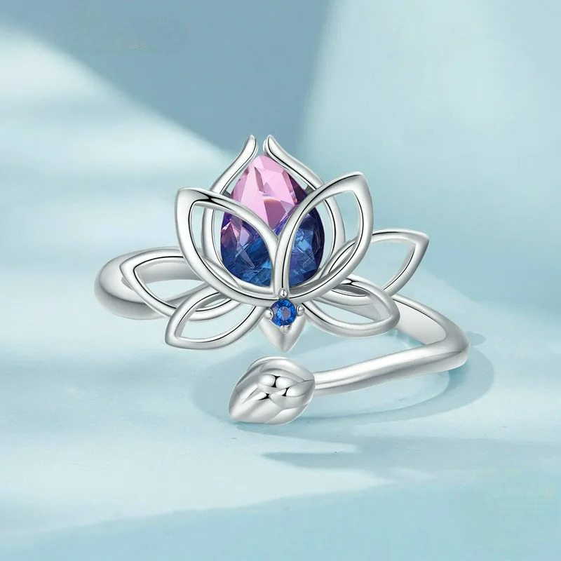 Lotus Flower Ring in Crystal
