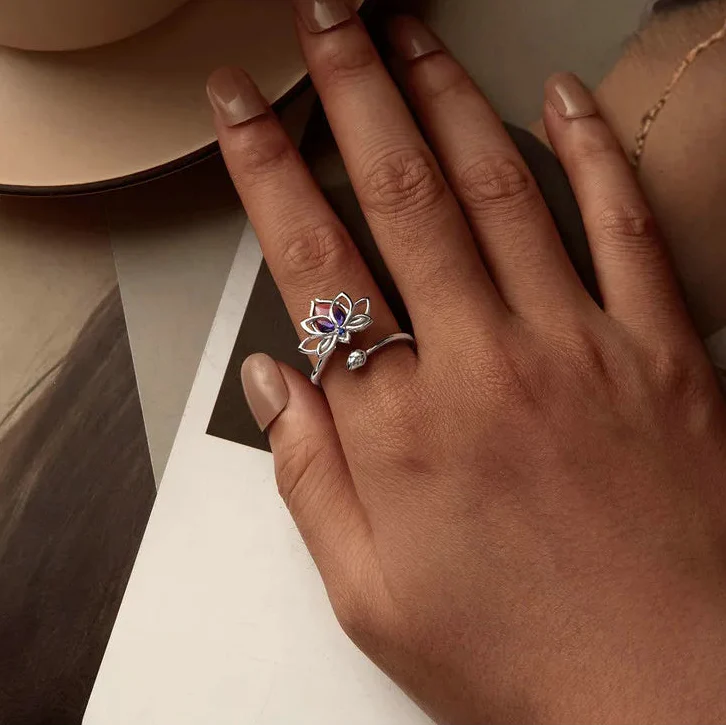 Lotus Flower Ring in Crystal
