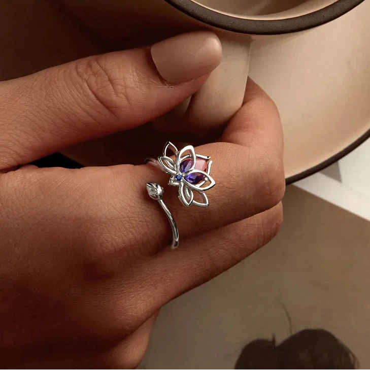 Lotus Flower Ring in Crystal