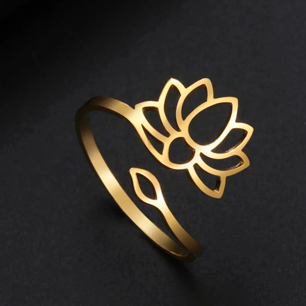 Lotus Flower Ring for Women gold