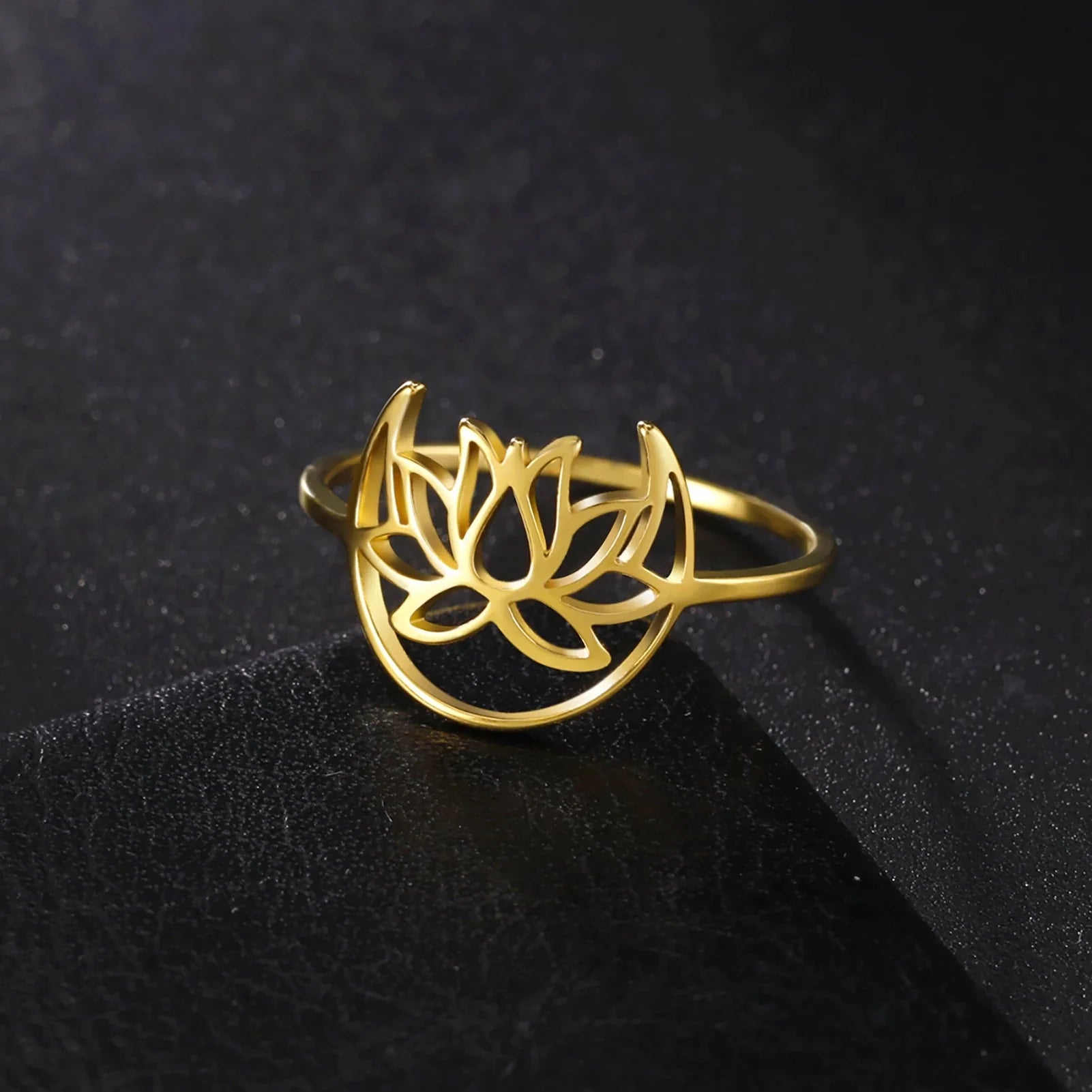 Zen Lotus Flower Ring for Women gold