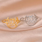 Zen Lotus Flower Ring for Women silver