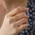 Zen Lotus Flower Ring for Women gold
