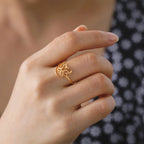 Zen Lotus Flower Ring for Women gold