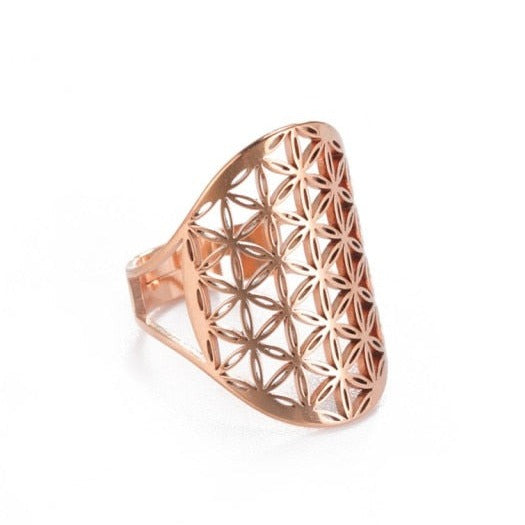 Dawapara Flower of Life Mandala Ring rose gold