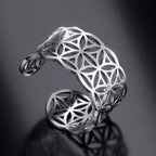 Flower of Life Ring for Women Mandala Silver Ring