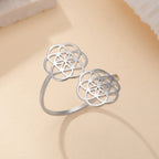 Women's Seed of Life Flower Mandala Silver Ring