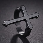Men's Signet Ring Christian Cross Black