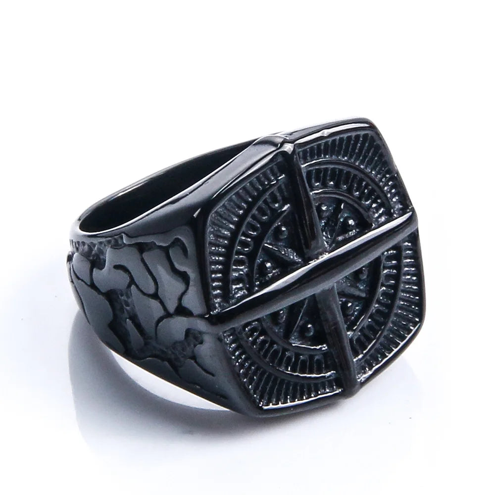 Men's Compass Rose of the Winds Ring Black