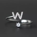 Bague initiale femme - lettre w