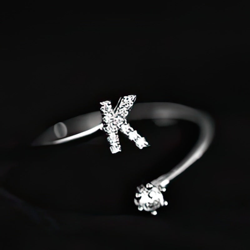 Bague initiale femme - lettre k