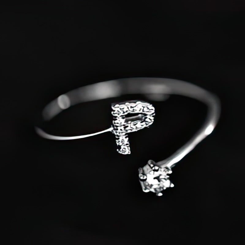 Bague initiale femme - lettre p