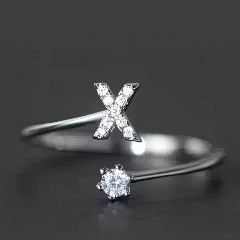 Bague initiale femme - lettre x