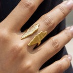 Bague large ailes d'ange