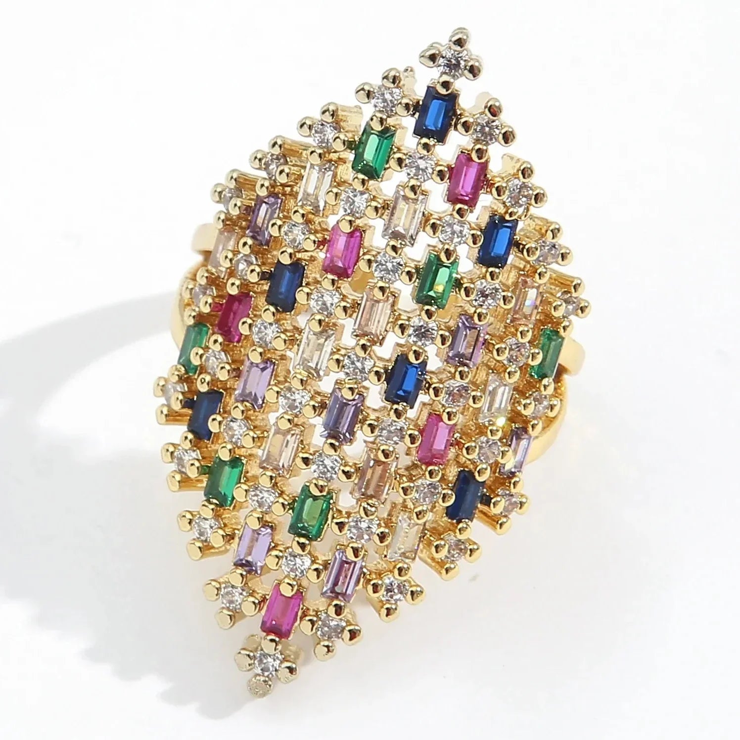 Bague large arc-en-ciel femme argent