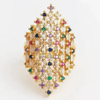 Bague large arc-en-ciel femme multicolore