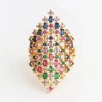 Bague large arc-en-ciel femme or