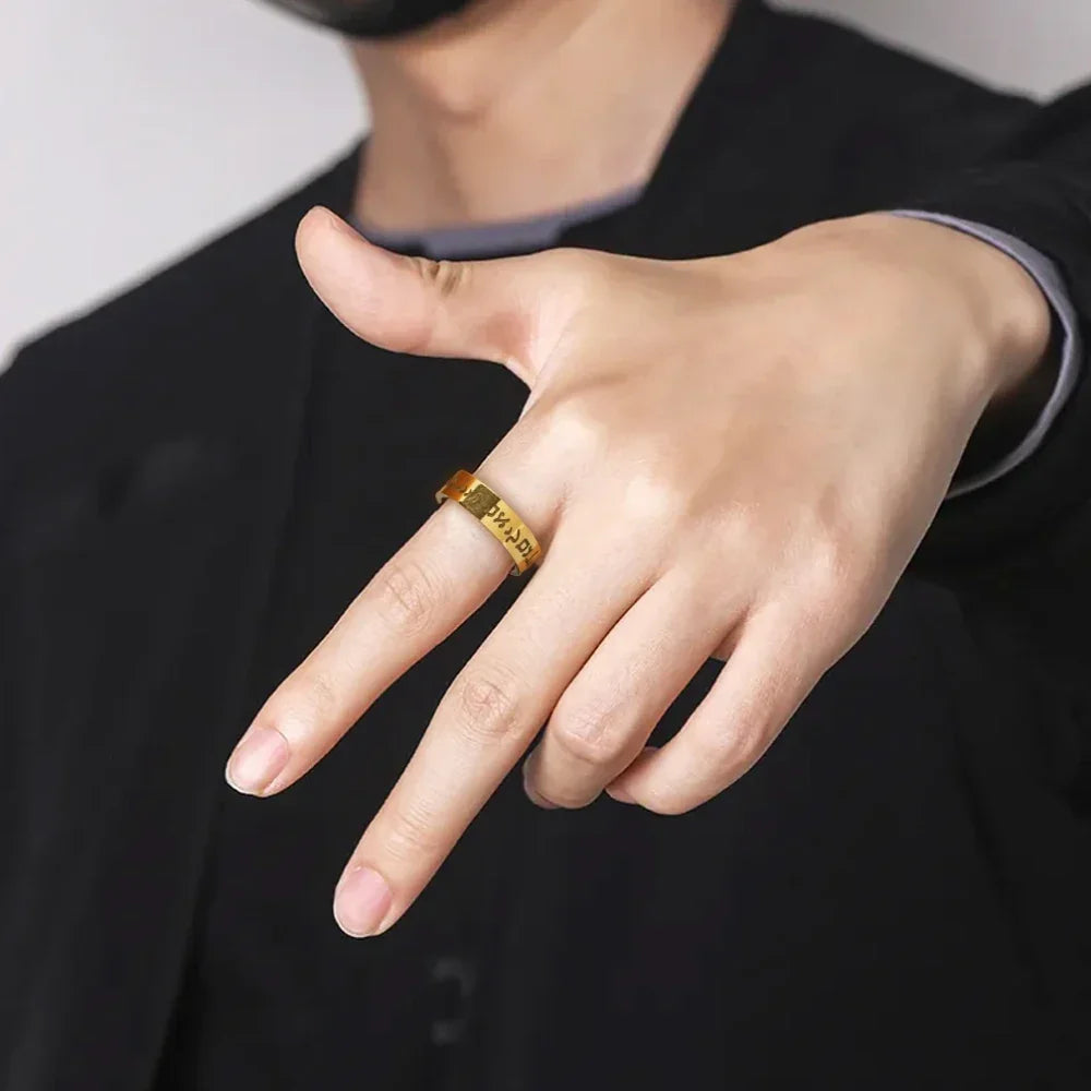 Bague large avec lettres en hébreu juif or