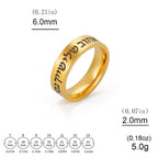 Bague large avec lettres en hébreu juif or