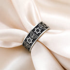 Bague large Menorah et étoiles de David symboles juifs
